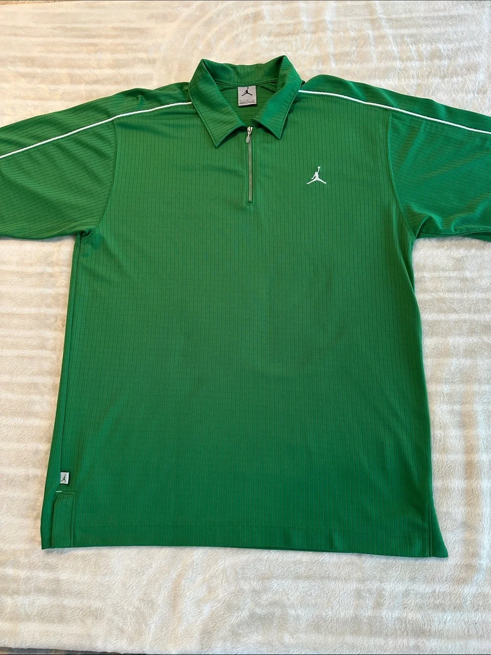 Jordan Green Short Zip Polo with White Piping